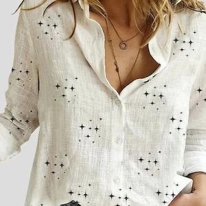 NWOT Star Print Button Long Sleeve Blouse XXL (18)